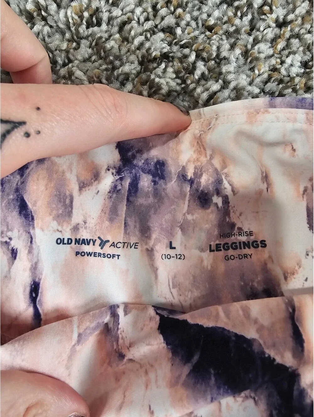 Old Navy Active Girls Sz L Powersoft High Rise Athletic Leggings Marbled Pink